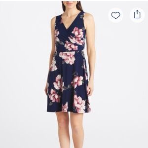 Kaileigh Navy and Pink Floral Mini Dress